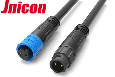 Jnicon M12 IP68는 고압선 연결관 대검 2 Pin 까만 파란 색깔을 방수 처리합니다