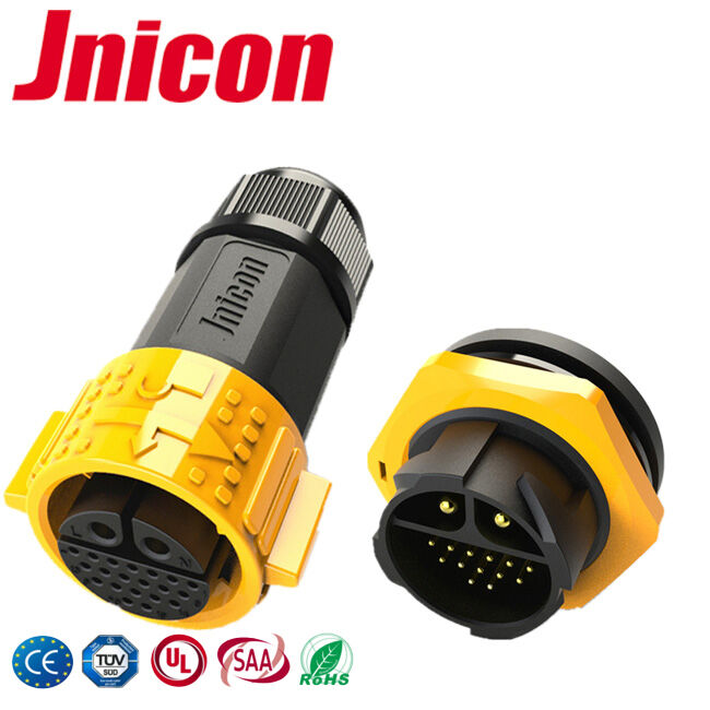 2+20 Pin M25 Outdoor Waterproof Connector Industrial Plug Socket IP67 Multi Pin Connector