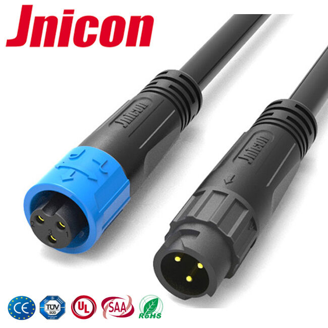 M12 300V LED 3 핀 방수 연결 장치 밀기 잠금 케이블 외부 연결 장치 IP67