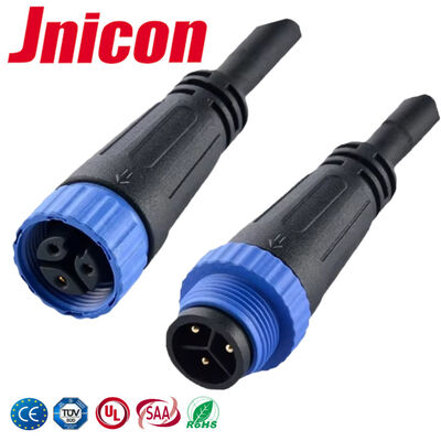 금도금 3핀 방수 케이블 커넥터 M15 10A 300V 옥외 LED용
